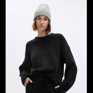 GAP Black Shaker-Stitch Relaxed Sweater
